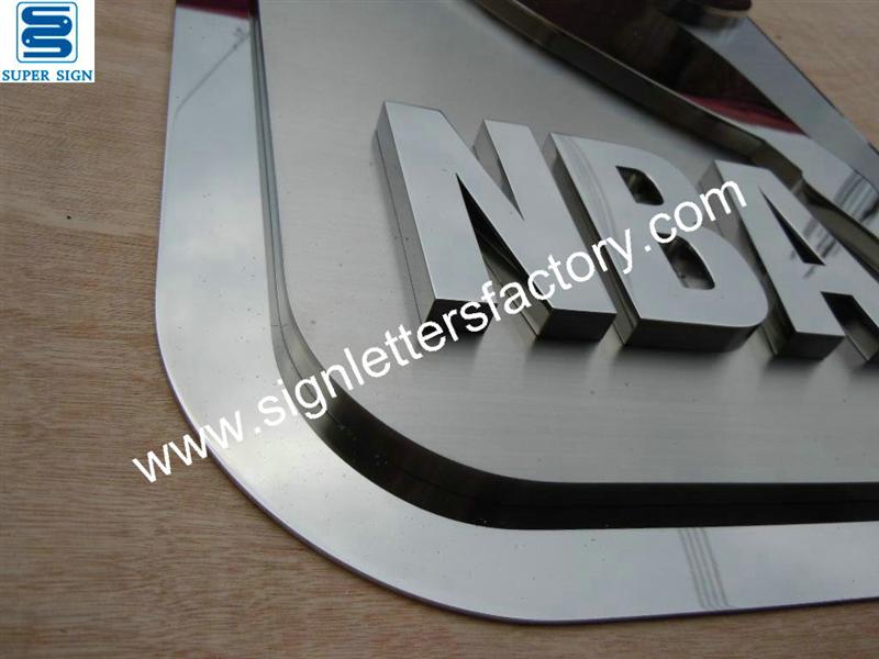 fabricated custom stainless steel sign 